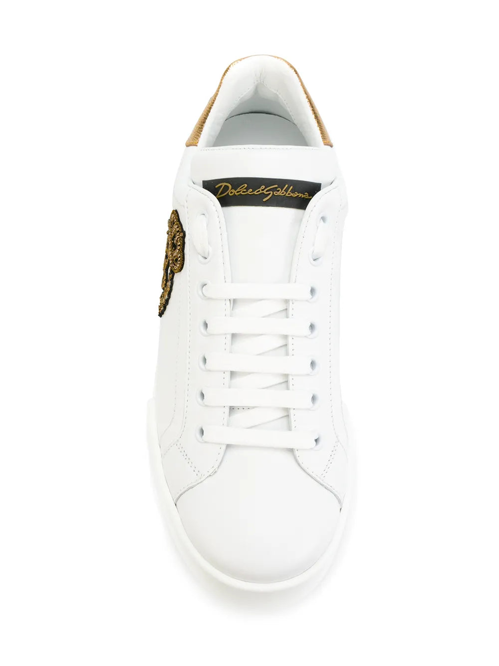 Dolce & Gabbana Portofino Crown-Patch Leather Sneakers