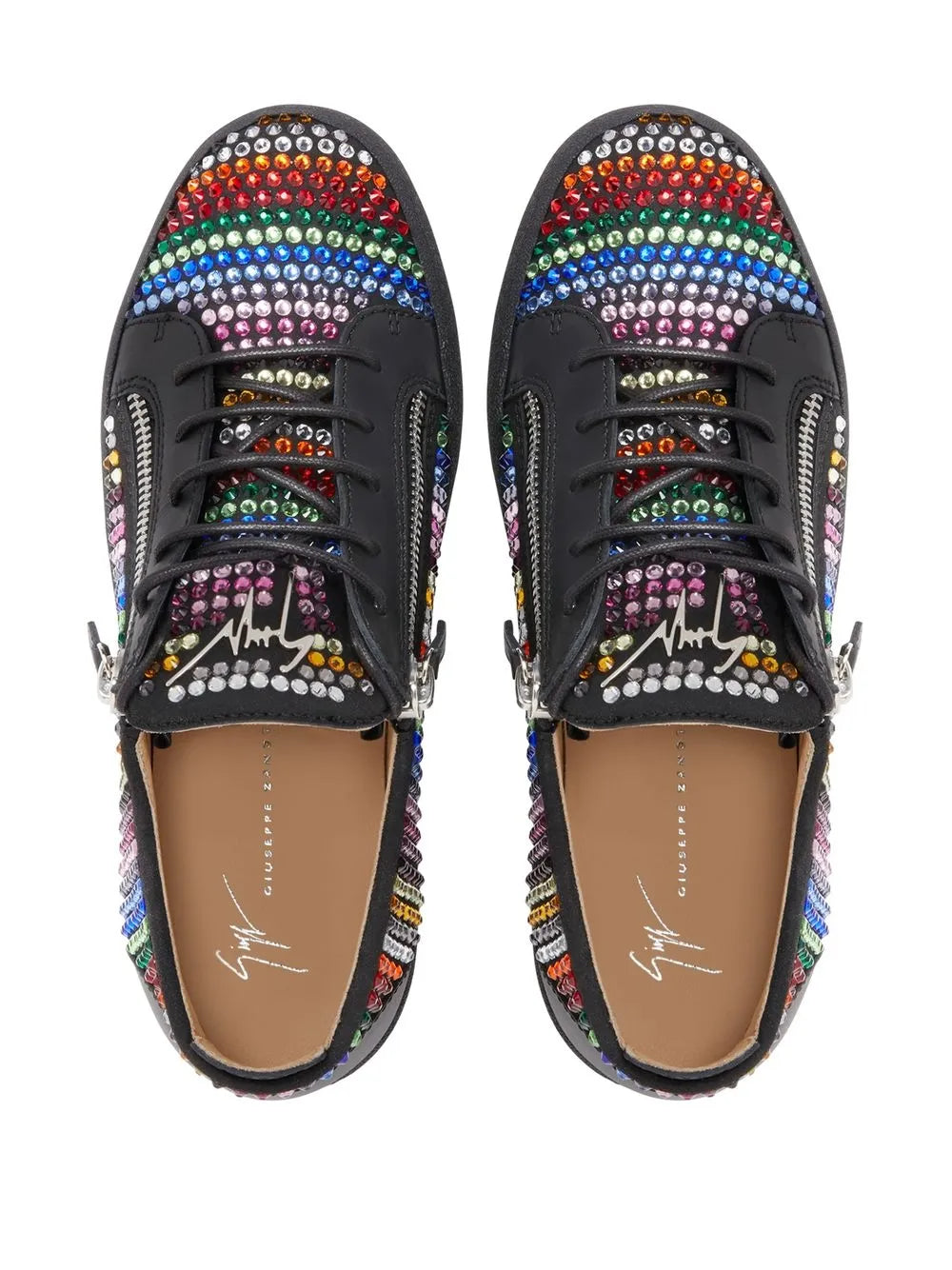 Giuseppe Zanotti Frankie Strass Double-Zip Low-Top Sneakers
