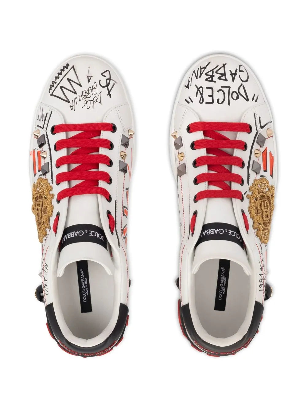 Dolce & Gabbana Portofino Studded Leather Sneakers
