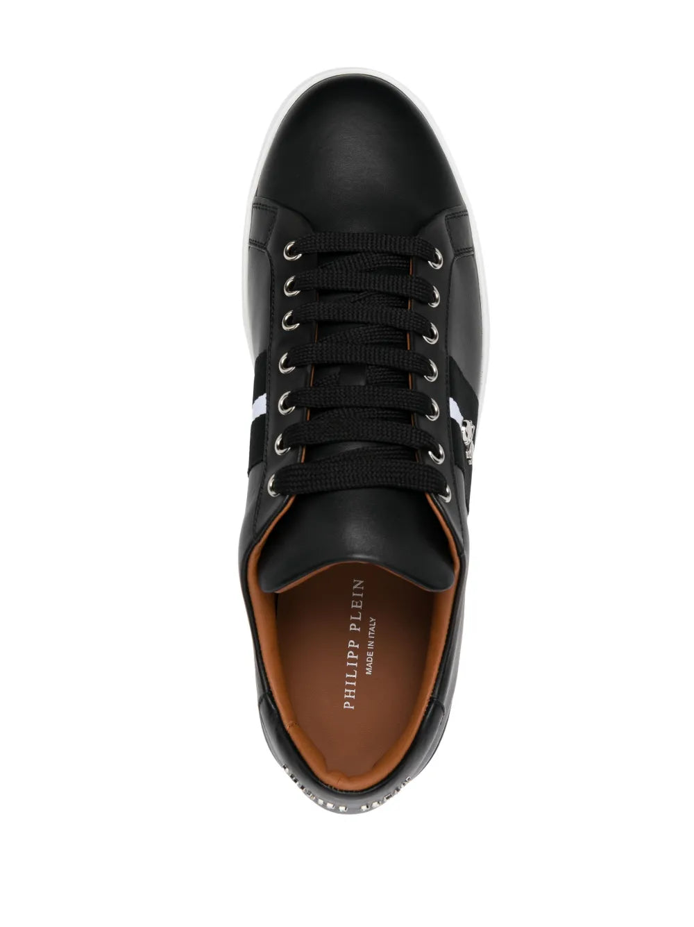 Philipp Plein Skull-Plaque Striped Low-Top Sneakers
