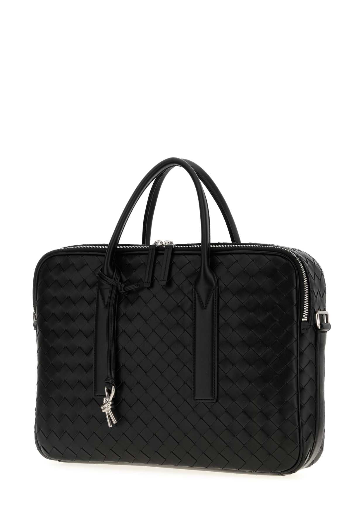Bottega Veneta Men Black Leather Getaway Briefcase