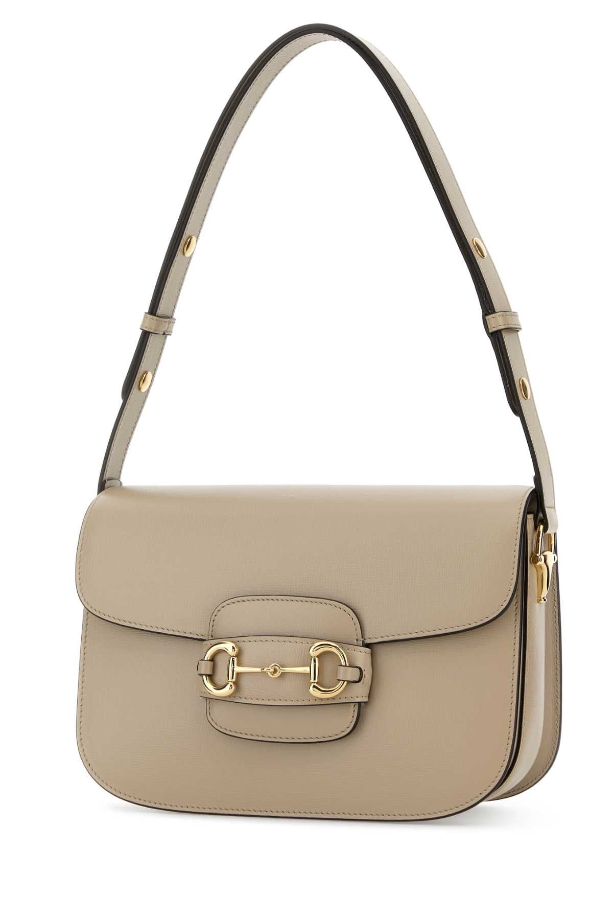 Gucci Women Beige Leather Medium Gucci Horsebit 1955 Shoulder Bag