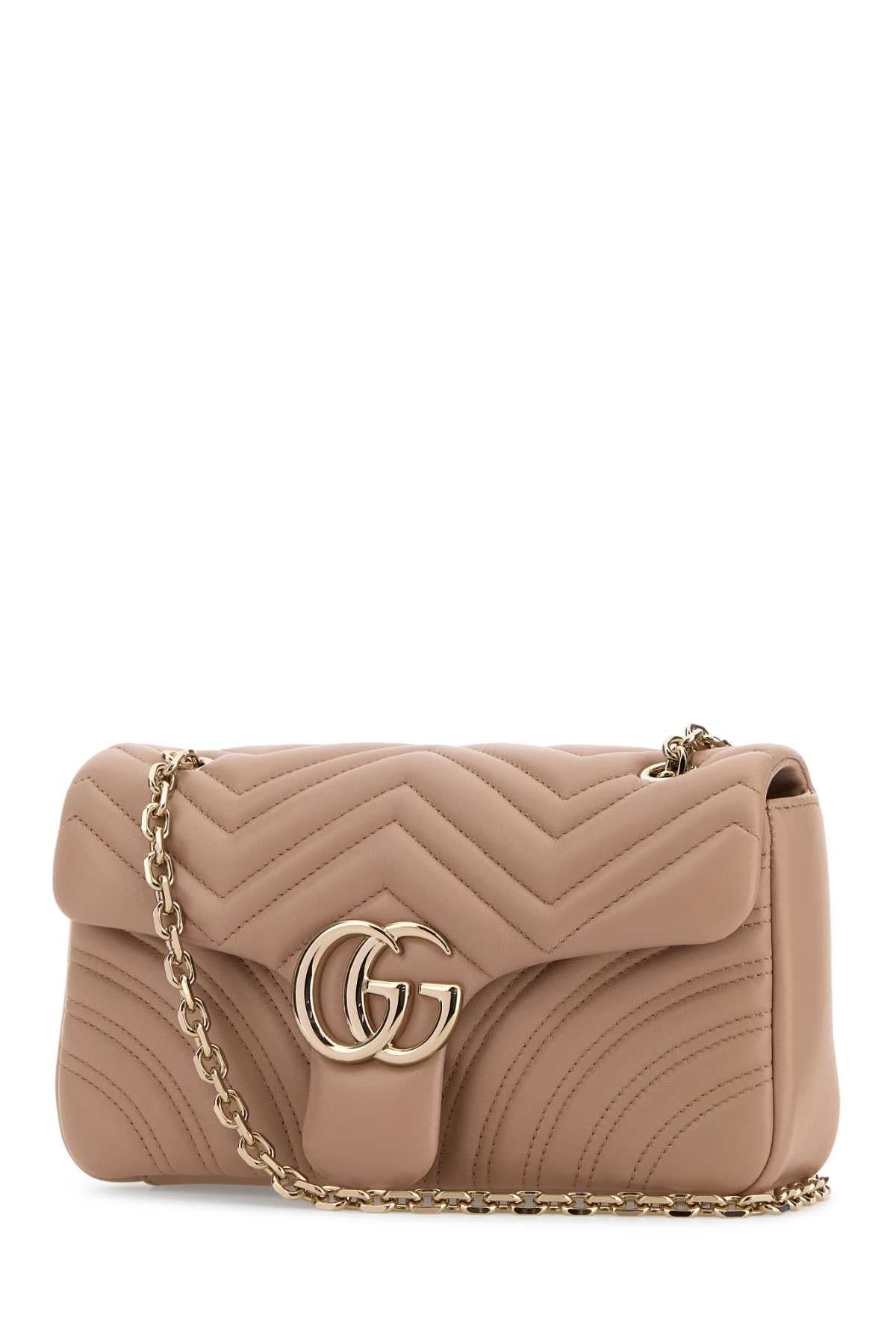 Gucci Women Powder Pink Nappa Leather Medium Gg Marmont Shoulder Bag