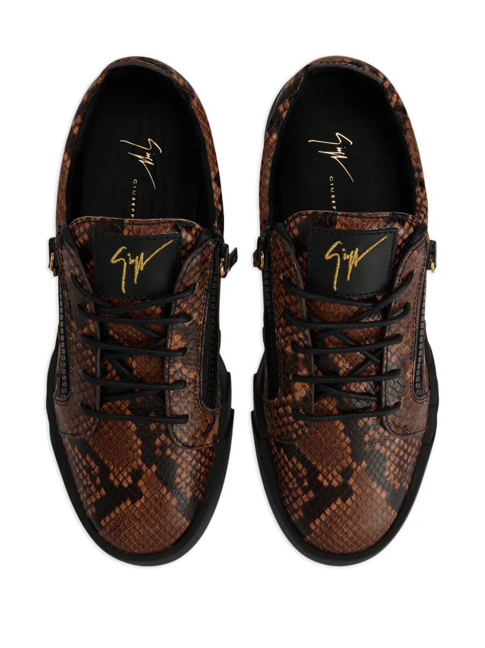 Giuseppe Zanotti Frankie Snakeskin-Print Leather Sneakers