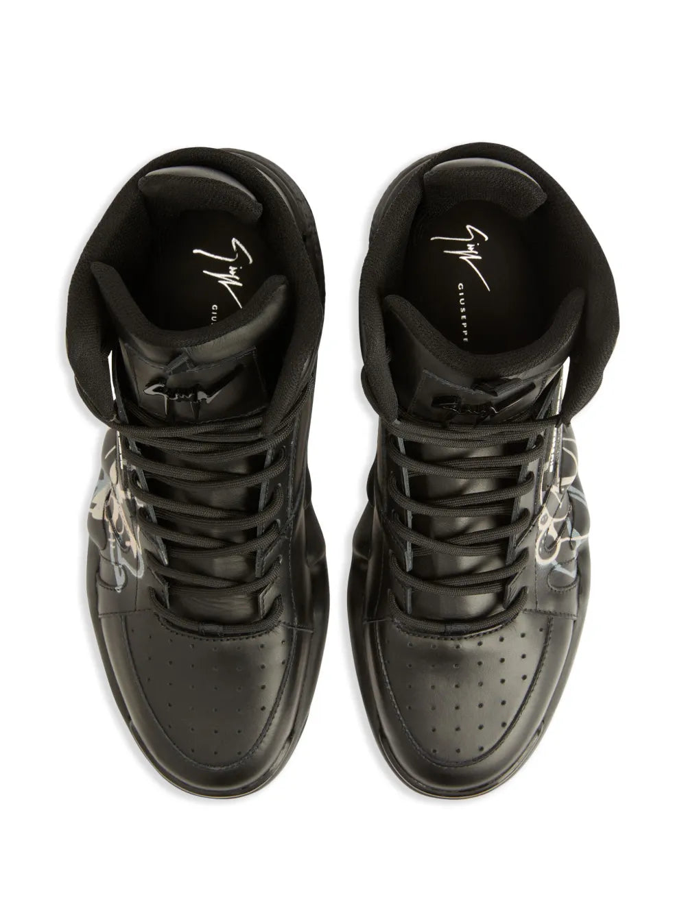 Giuseppe Zanotti Talon Graffiti-Print Leather High-Top Sneakers