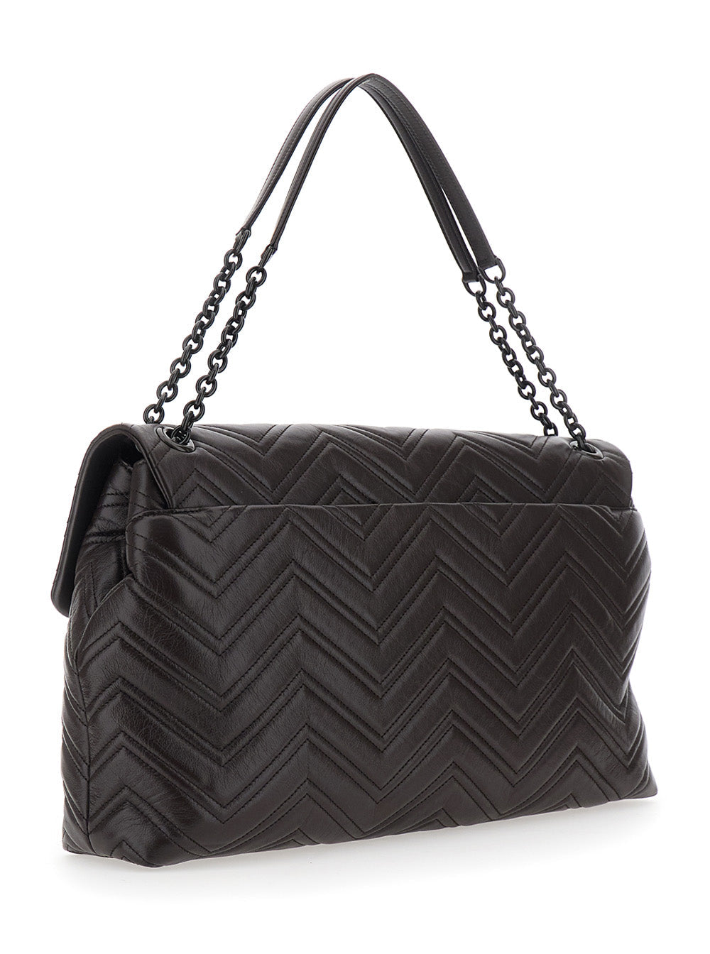 Gucci Women Brown Crossbody Bag With Sliding Chain-Link Shoulder Strap And Gg Plaque On The Front In Leather Woman