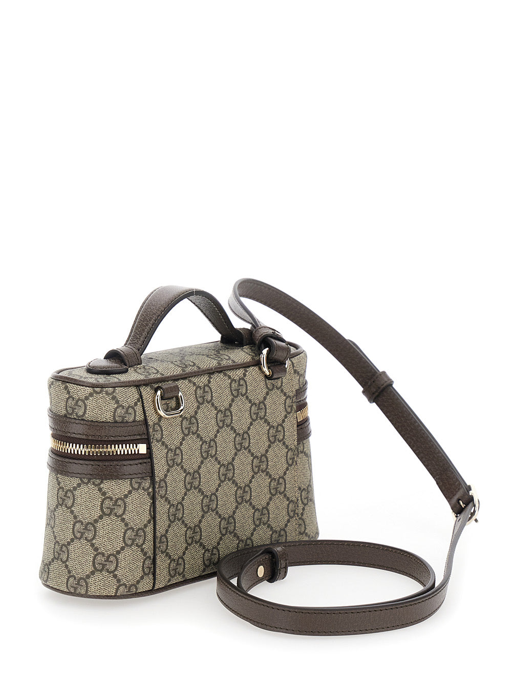 Gucci Women 'Ophidia' Beige Mini Bag With Adjustable And Removable Shoulder Strap And Web Detail On The Front In Gg Supreme And Leather Woman