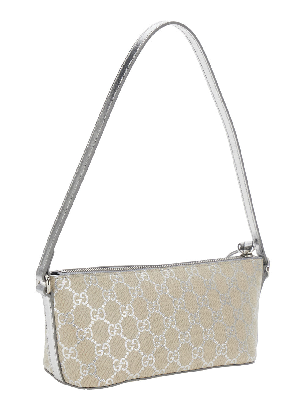 Gucci Women 'Emblem' Metallic Mnii Bag With Adjustable Shoulder Strap And Padlock Detail On The Front In Gg Canvas Woman