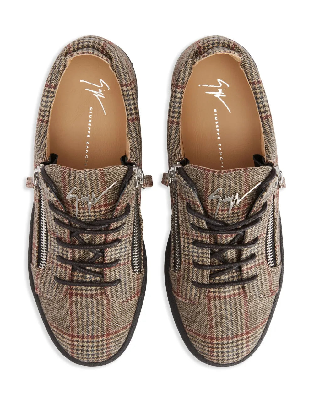 Giuseppe Zanotti Frankie Check-Pattern Double-Zip Low-Top Sneakers
