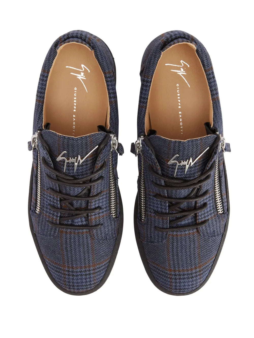 Giuseppe Zanotti Frankie Check-Pattern Double-Zip Low-Top Sneakers