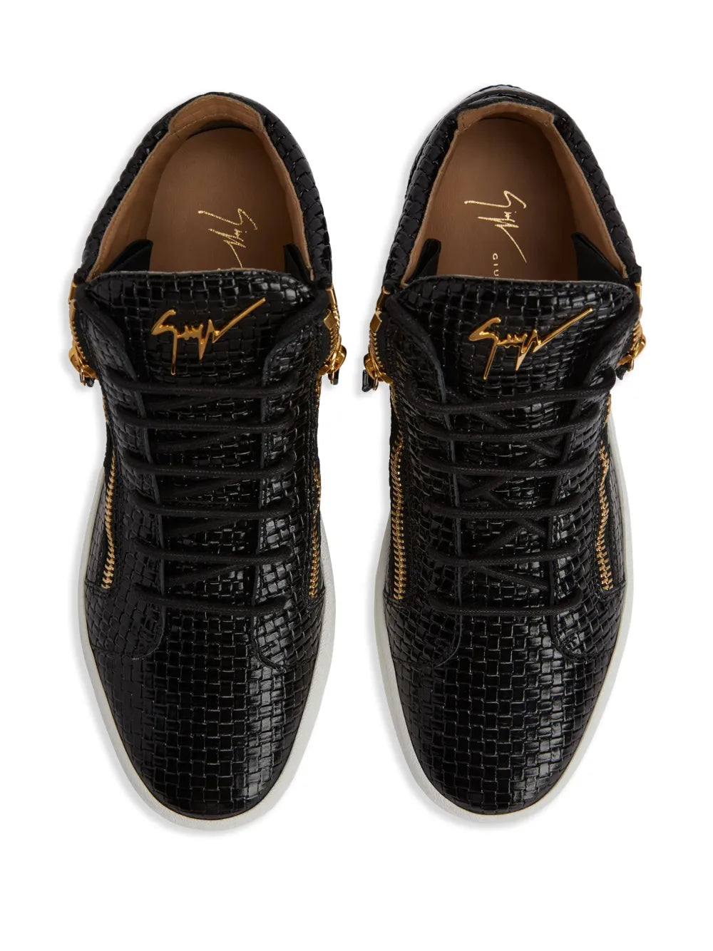 Giuseppe Zanotti Kriss Woven-Leather Mid-Top Sneakers
