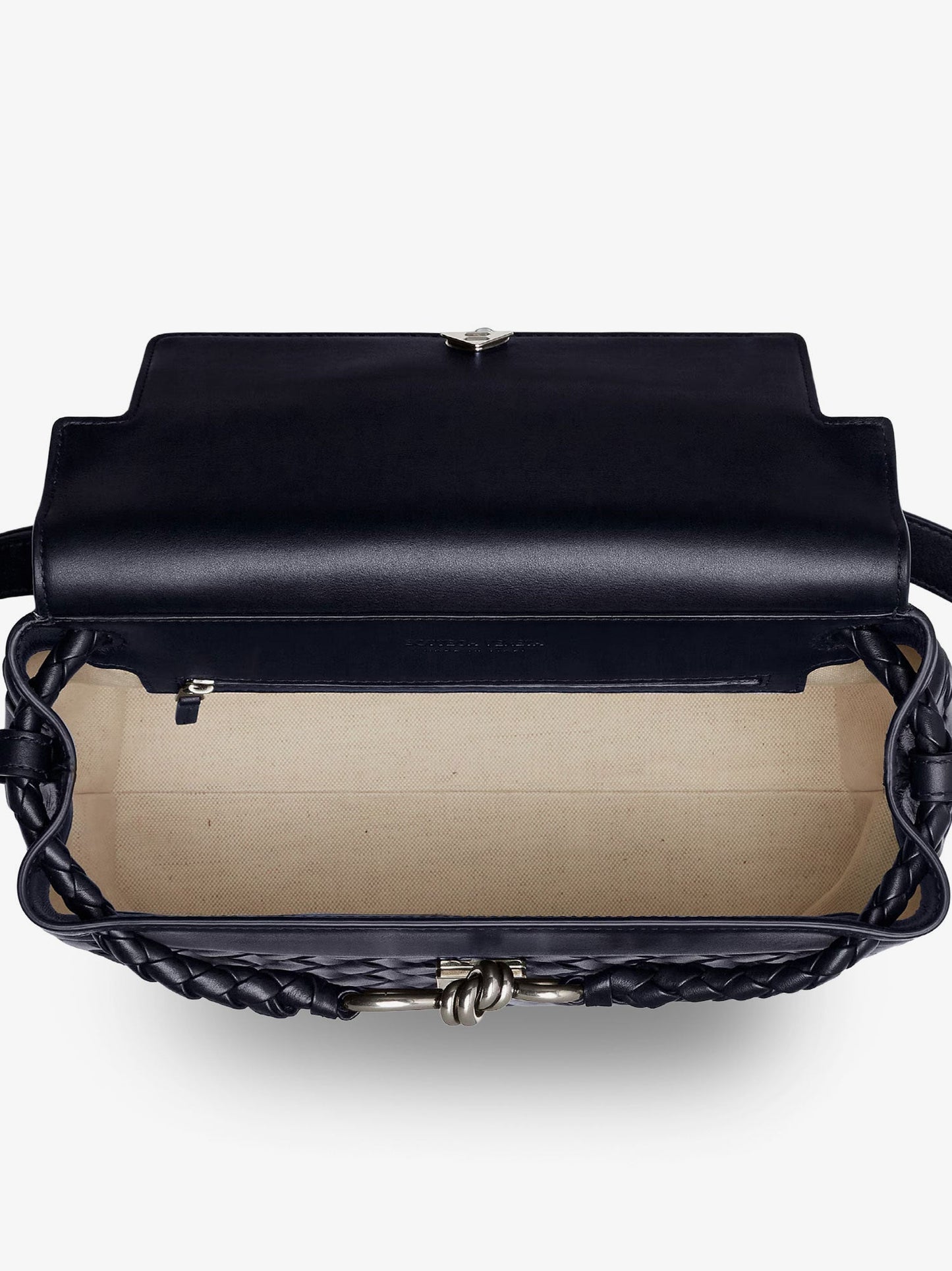 Bottega Veneta Men Andiamo Messenger Shoulder Bag In Woven Leather With Knot Detail