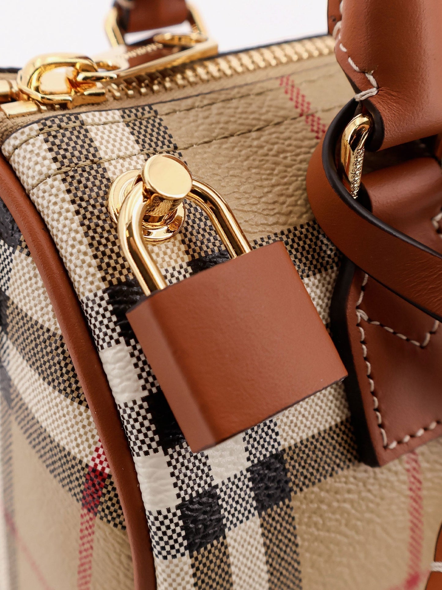 Burberry Women Coated Canvas Crossbody Bag With Check Pattern