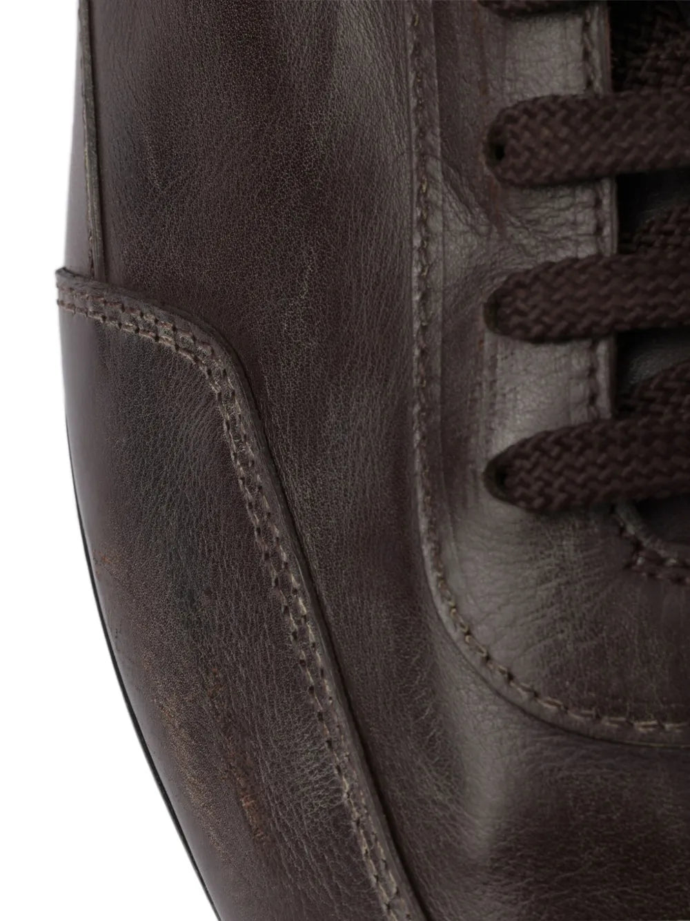 Prada Collapse Leather Lace-Up Sneakers