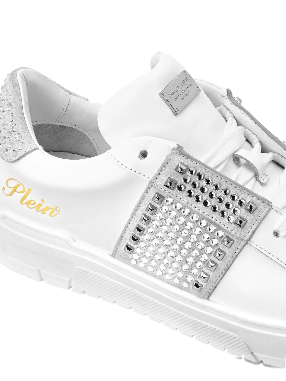 Philipp Plein Crystal-Embellished Leather Sneakers