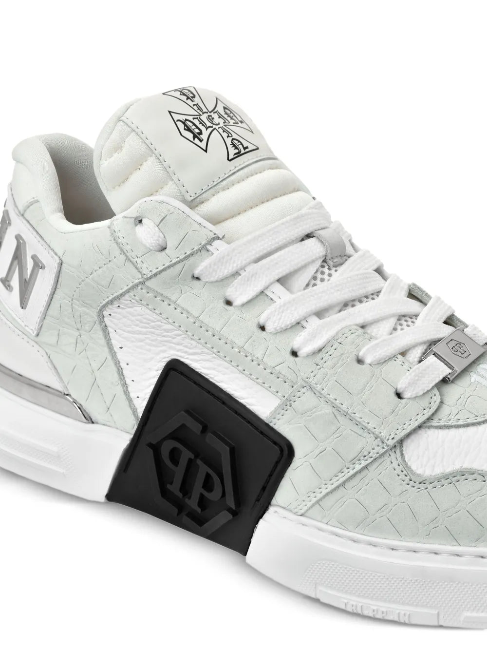 Philipp Plein Phantom Kicks Crocodile-Effect Sneakers