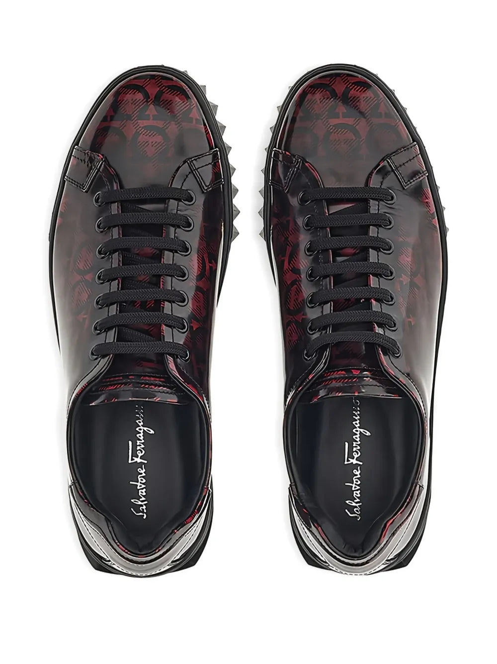 Ferragamo Cube Gancini-Print Lace-Up Sneakers