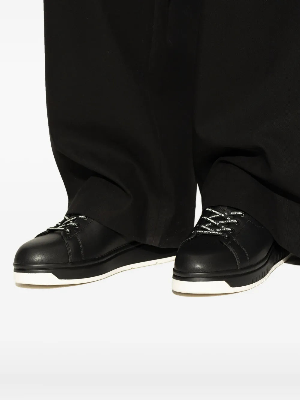 Emporio Armani Leather Lace-Up Sneakers