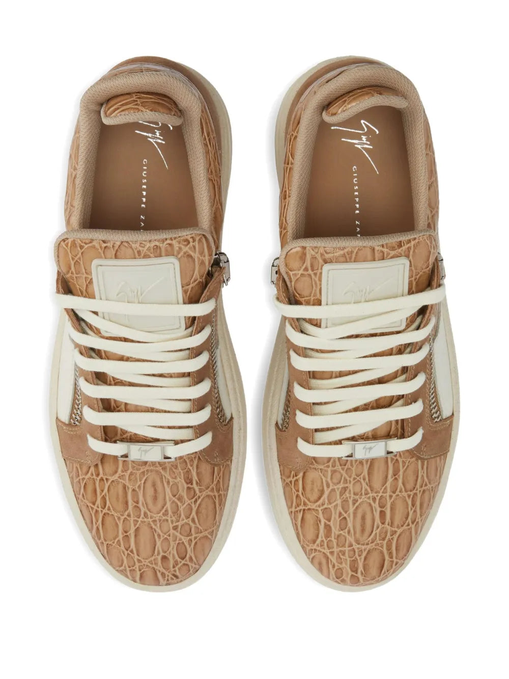 Giuseppe Zanotti Crocodile-Effect Zip Low-Top Sneakers