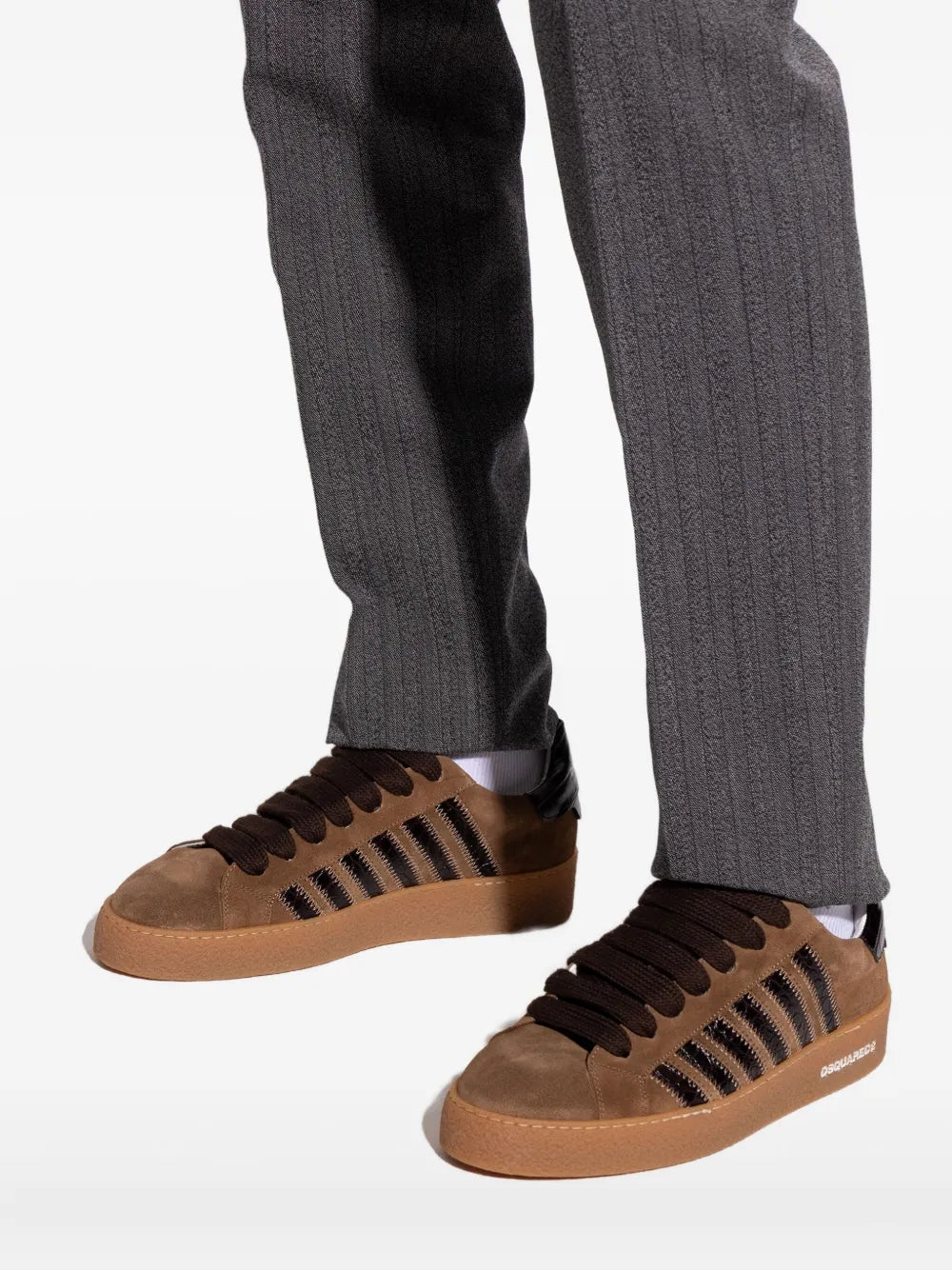 Dsquared2 Rappers Delight Suede-Leather Striped Sneakers