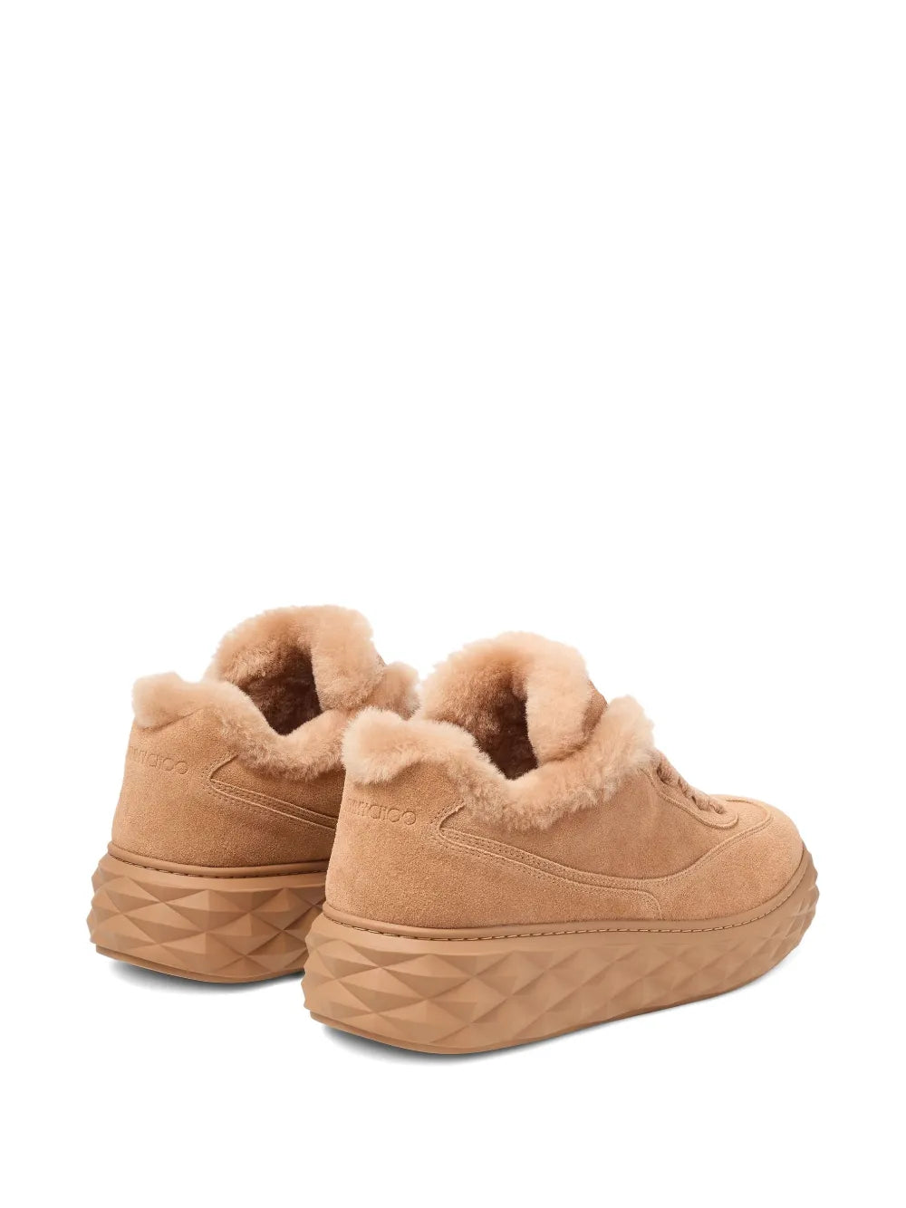 Jimmy Choo Fur-Trim Diamond Maxi Sneakers
