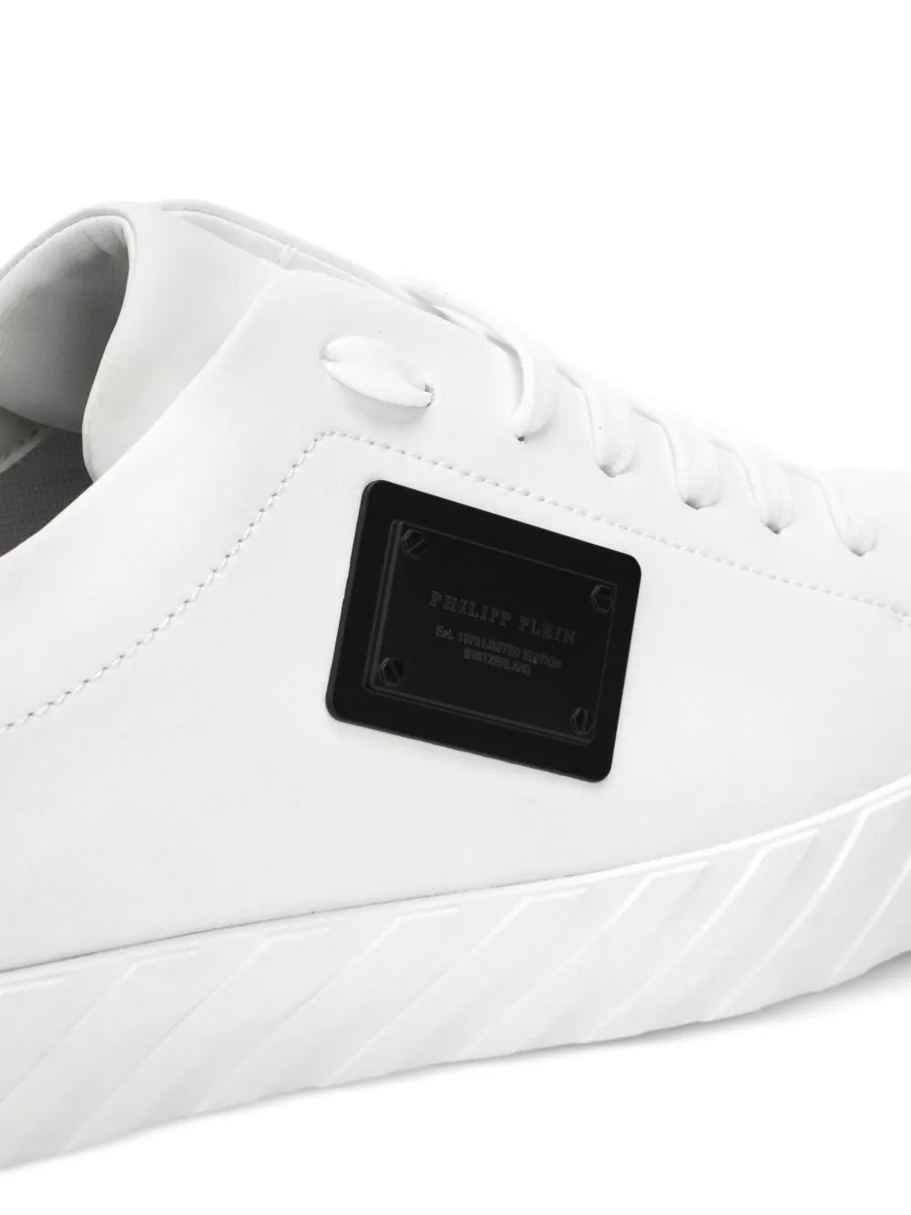 Philipp Plein Plaque Detail Leather Low-Top Trainers