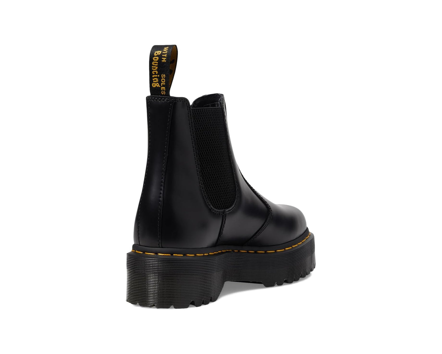 Unisex Dr. Martens 2976 Quad Smooth Leather Platform Chelsea Boots Black Polished Smooth