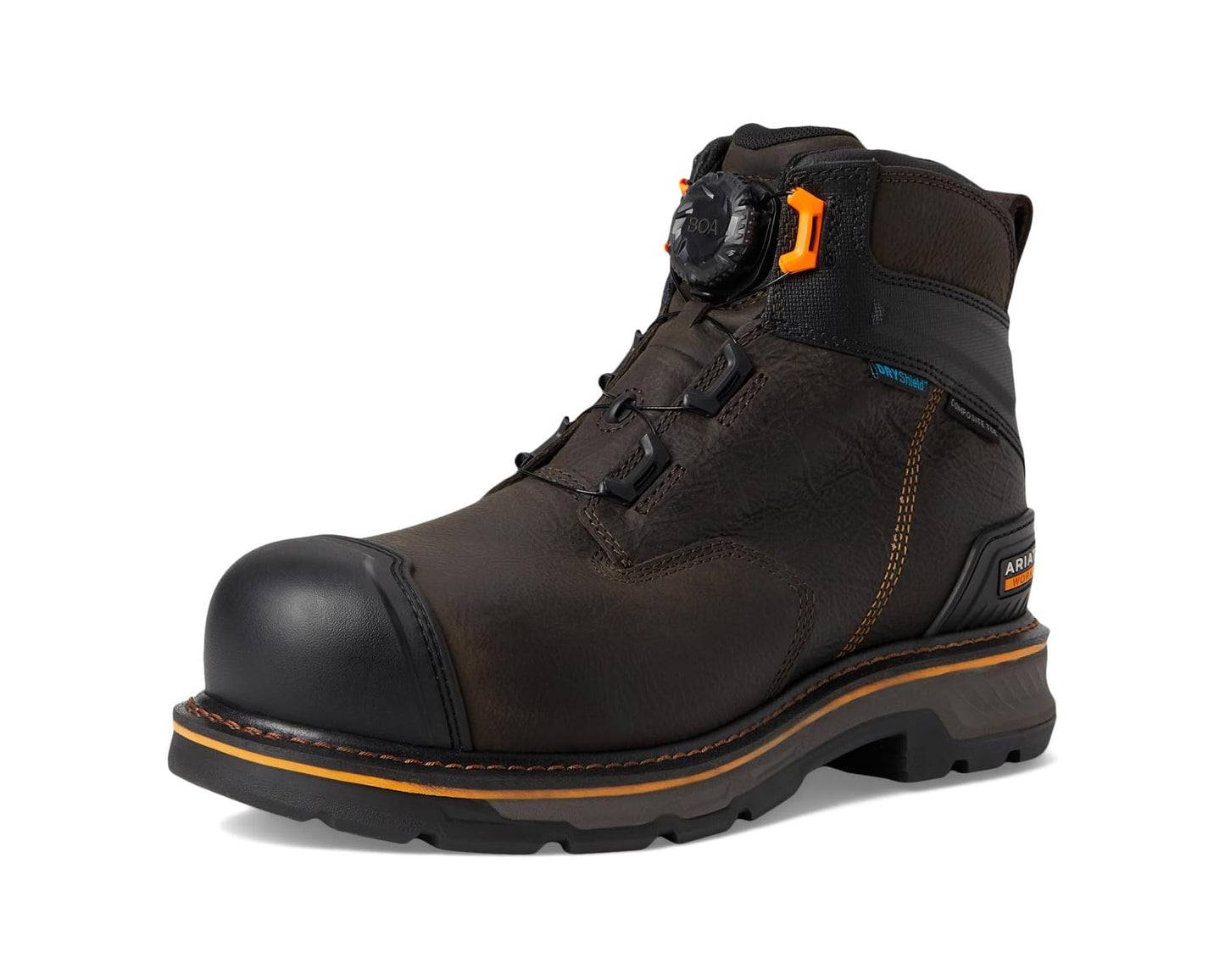 Men's Ariat Stump Jumper 6 BOA Waterproof Composite Toe Work Boots Iron Coffee