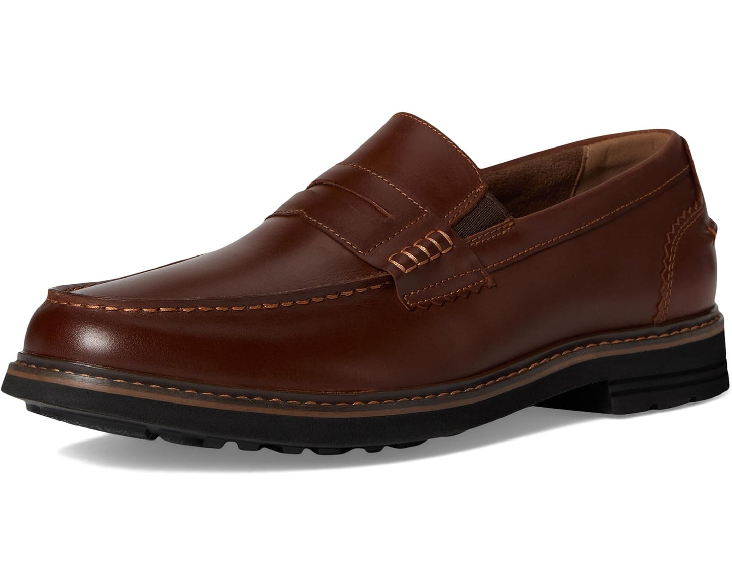Men's Nunn Bush Odin II Moc Toe Penny Loafer Lightweight and Comfortable Slip-On Cognac
