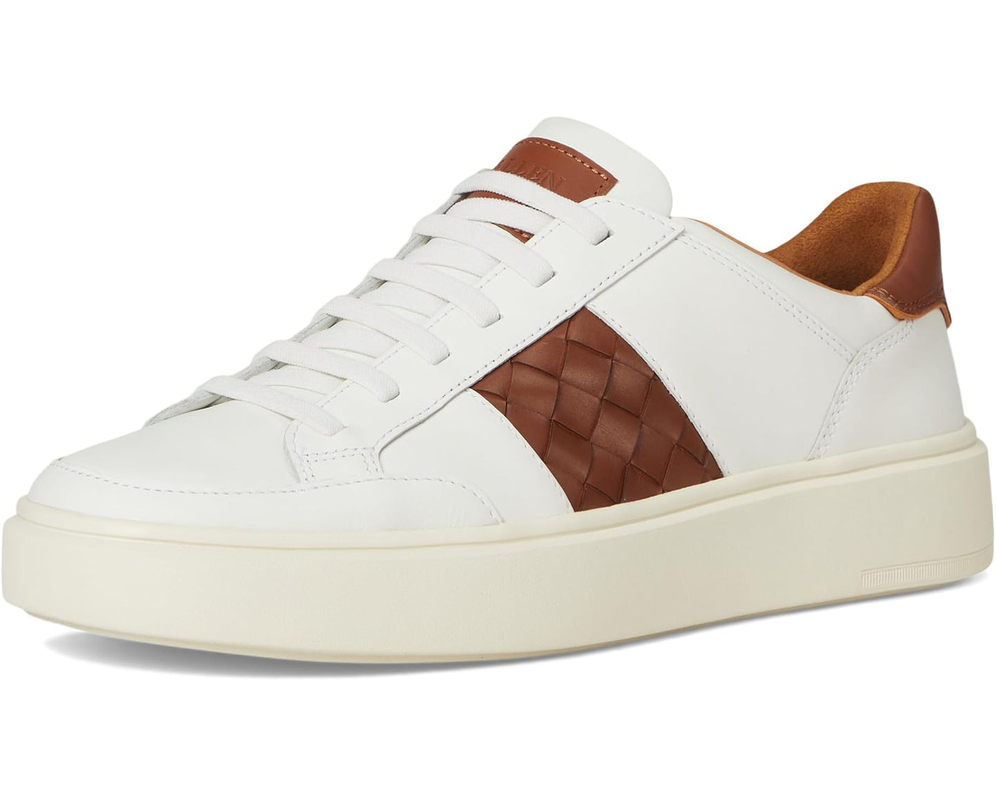 Men's Allen Edmonds Oliver Woven Slip-on Shoes White/Woven Luggage Leather