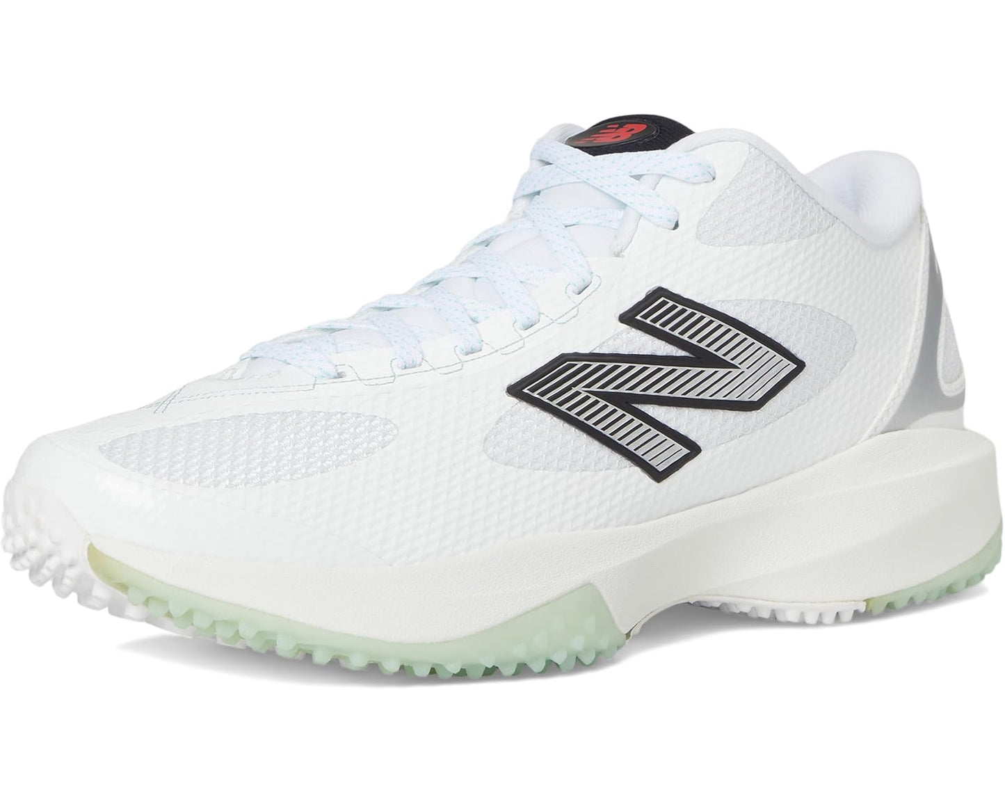 Men's New Balance FreezeLX V5 Turf Low Lacrosse Cleats White/Black/Silver Metallic