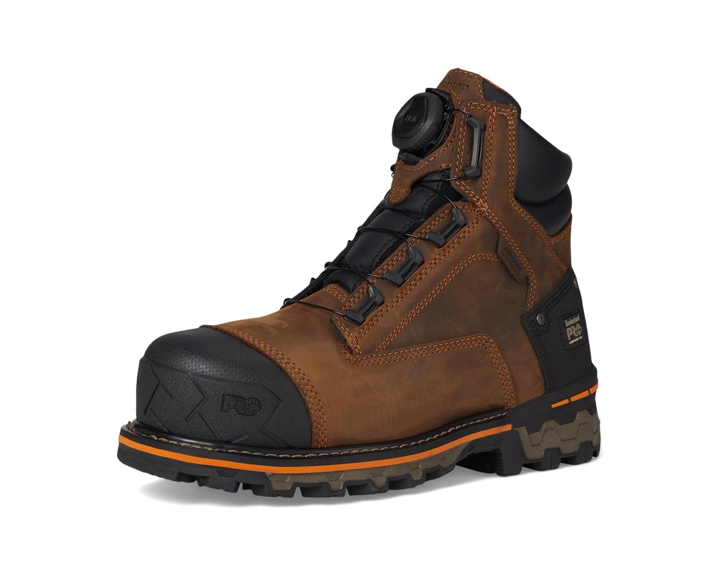 Men's Timberland PRO Boondock BOA 6 Inch Composite Safety Toe Waterproof Puncture Resistant Mocha Brown