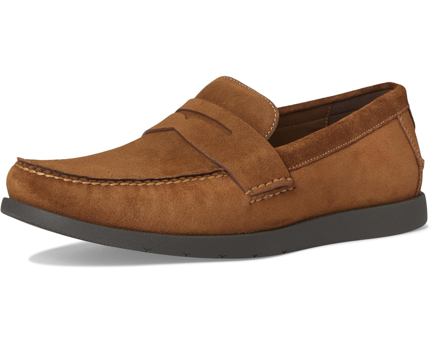 Men's Cole Haan Brower Penny Loafers Spiced Brown Suede/Raven Water Resistant