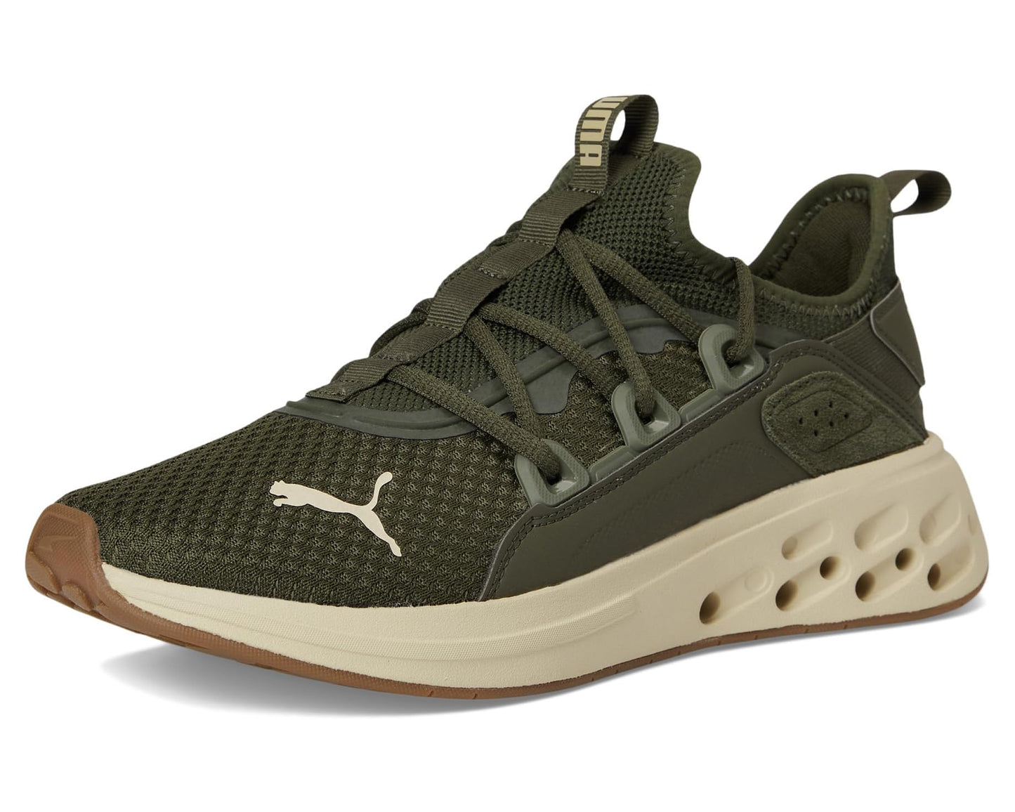 Men's PUMA Softride Frequence Shoes Dark Olive/Toasted Almond