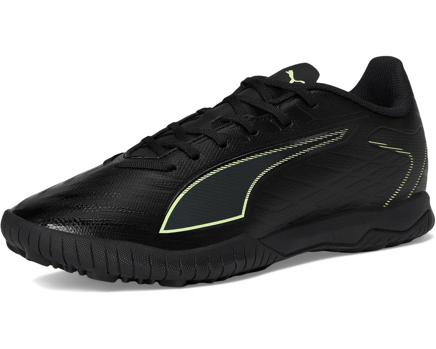 Men's PUMA Ultra 6 Play Turf Trainer Soccer Cleats Black/Fizzy Light/Green Terrain