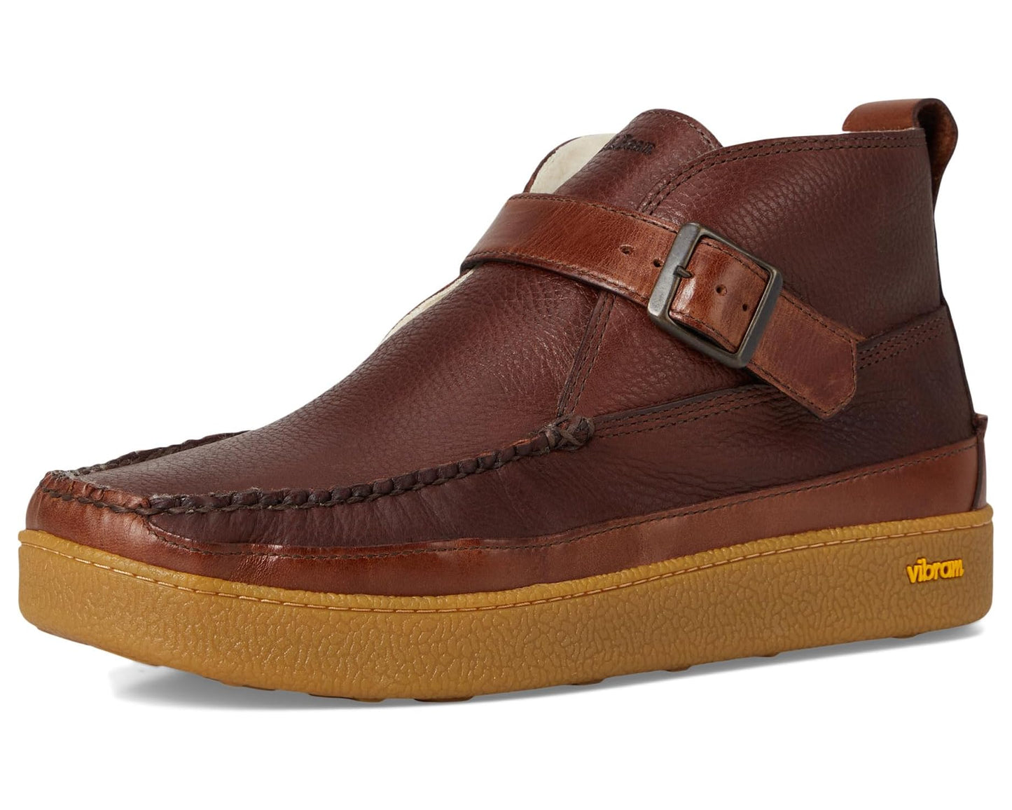 Men's L.L.Bean Lodge Moc Vibram Shearling Buckle Boots Mahogany