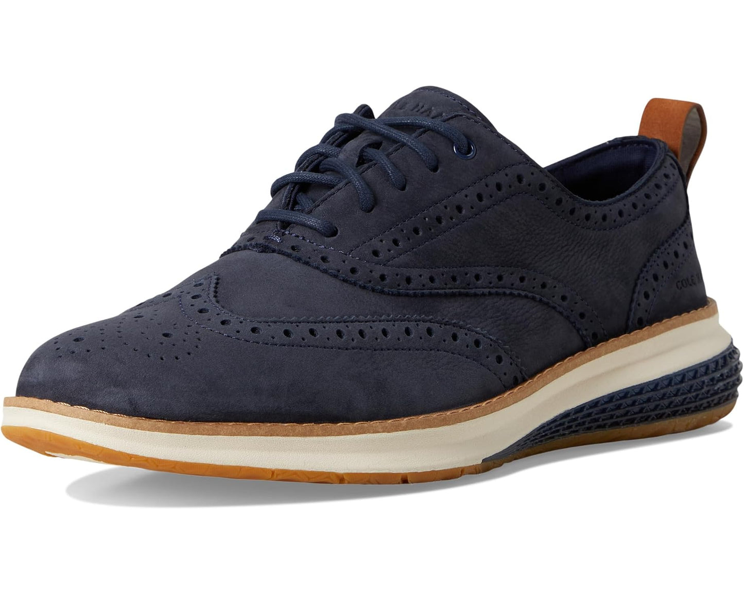 Men's Cole Haan Original Grand Energy Weave Wing Tip Oxford Navy Blazer Nubuck/Ivory