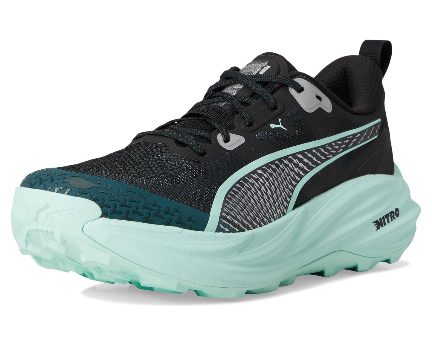 Men's PUMA Voyage Nitro Trail Running Shoes Green Terrain/Mint Melt