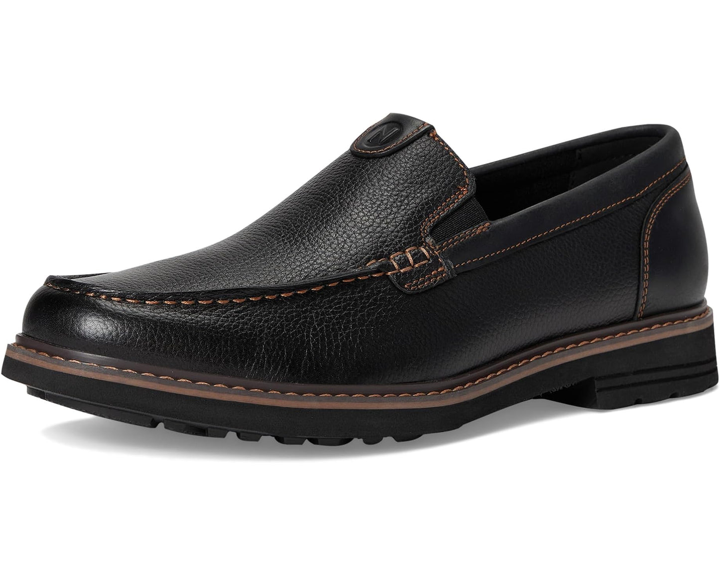 Men's Nunn Bush Owen II Moc Toe Venetian Loafer Lightweight and Comfortable Slip-On Black