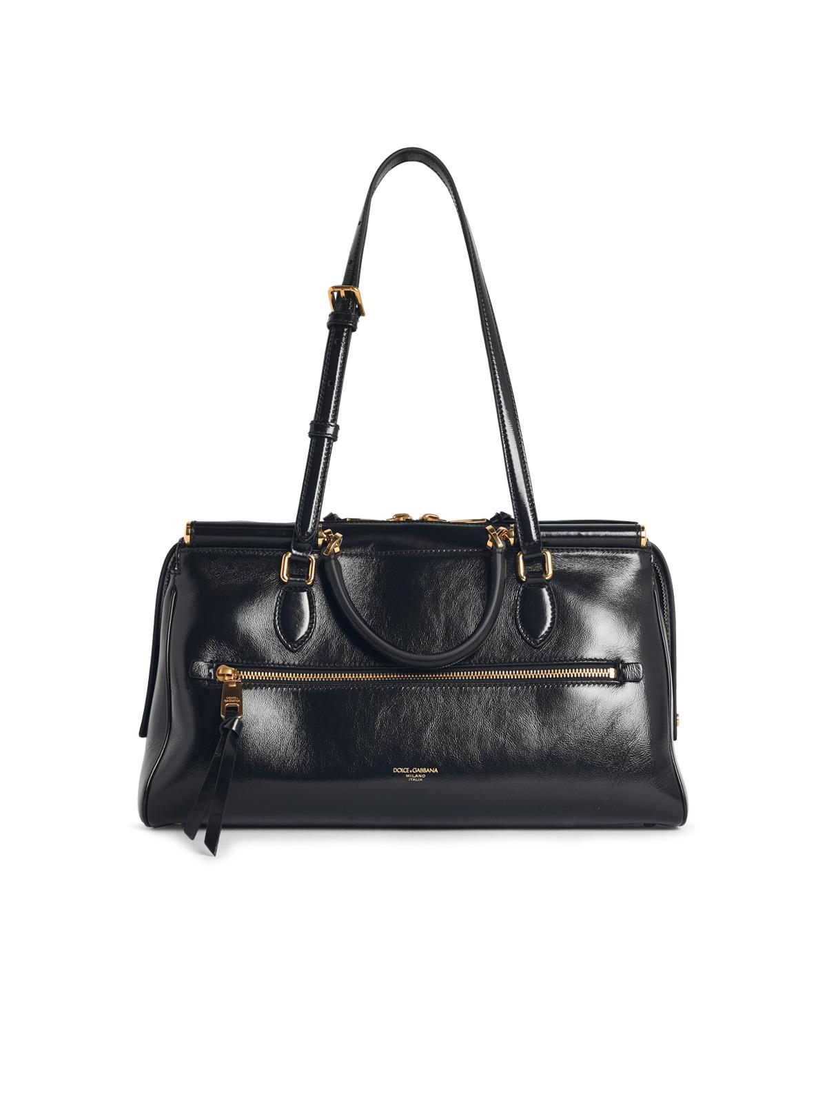 Dolce & Gabbana 'Vittoria' Black Leather Handbag Women