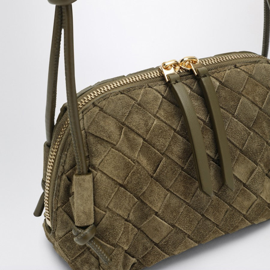 Bottega Veneta Women Concert Clutch Bag In Mud Colour In Intrecciato Suede