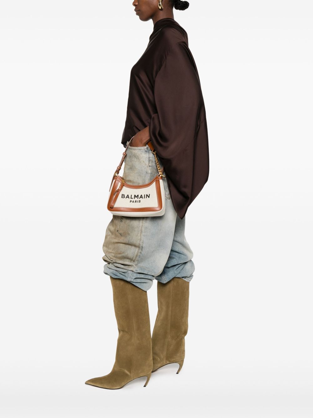 Balmain Women B-Army Canvas Shoulder Bag