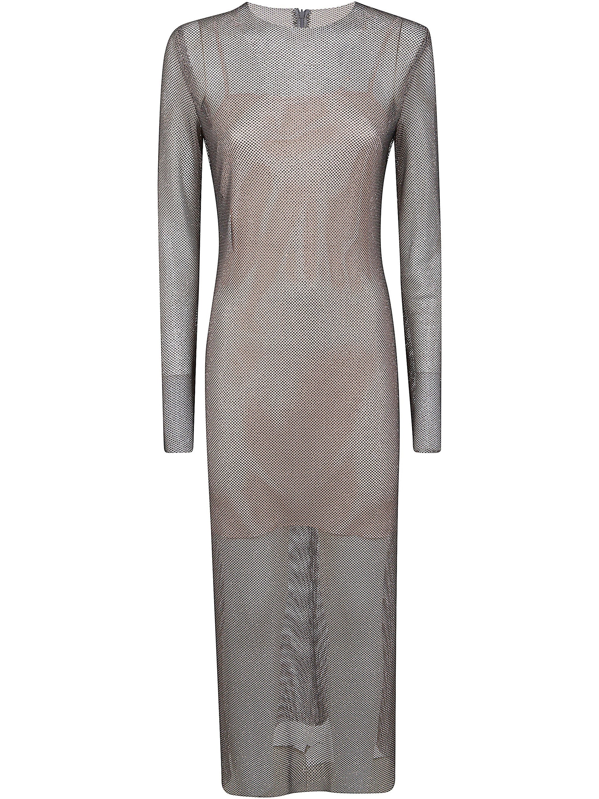 Alberta Ferretti Women Crystals Net Midi Dress