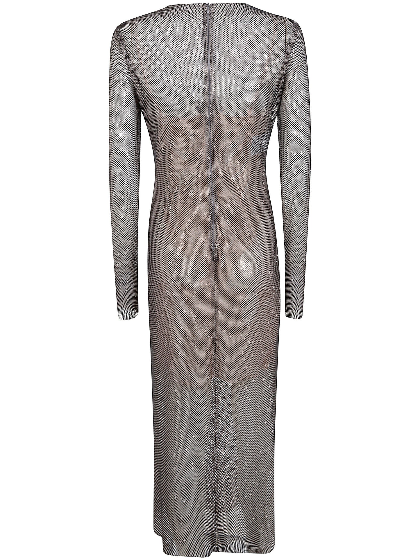 Alberta Ferretti Women Crystals Net Midi Dress