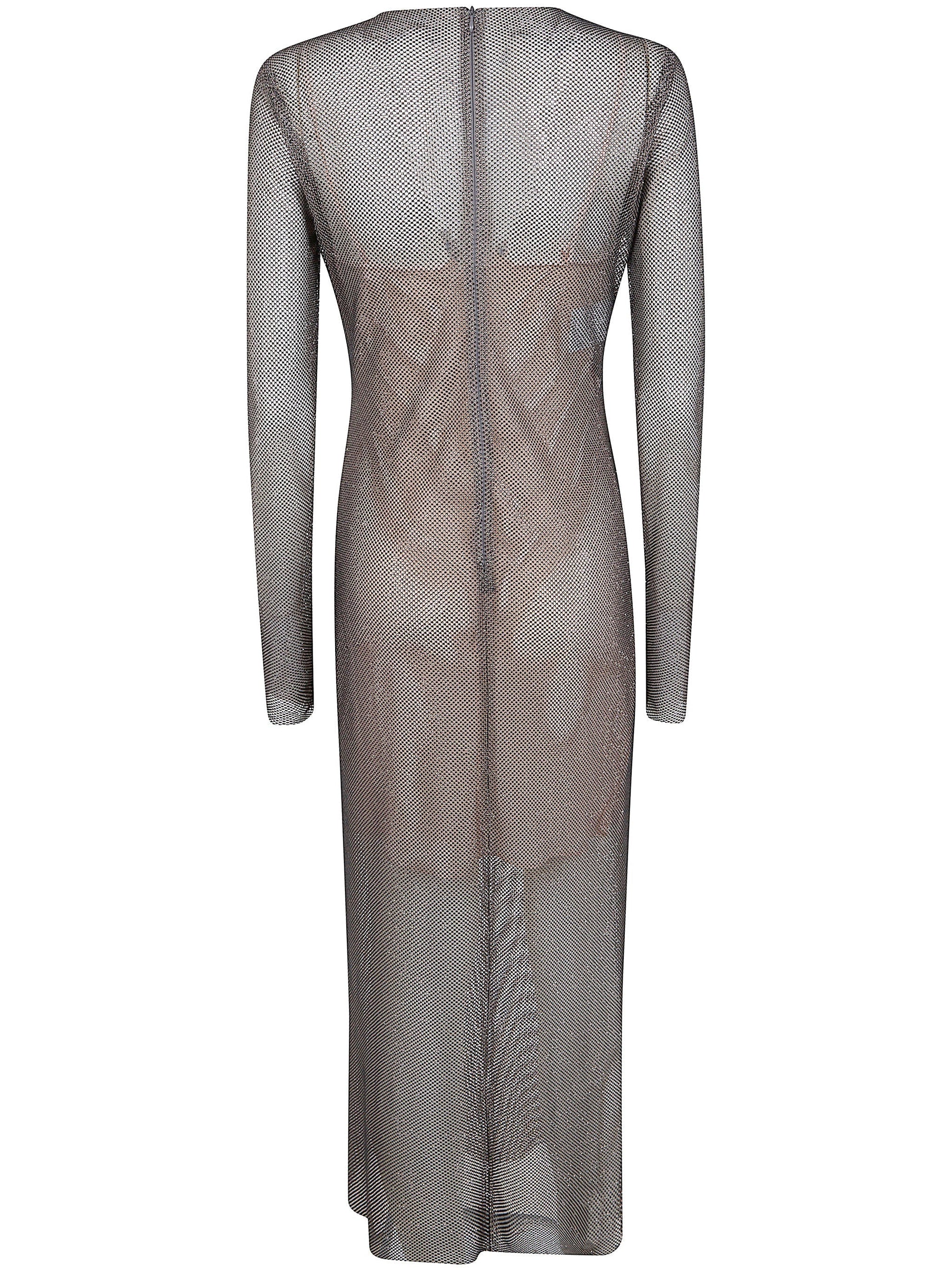 Alberta Ferretti Women Crystals Net Midi Dress