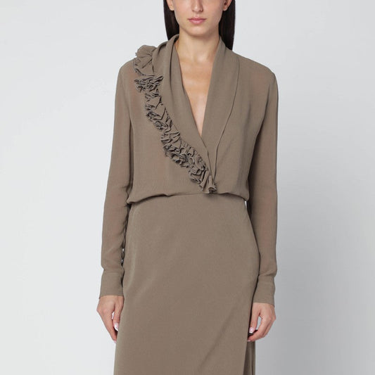 Alberta Ferretti Beige Blouse With Floral Embroidery Women