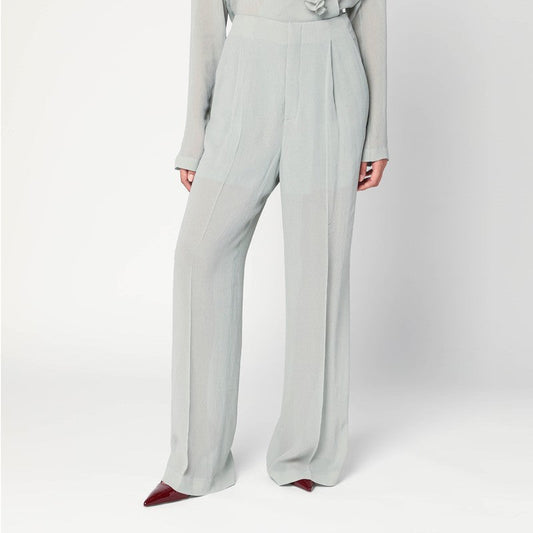 Alberta Ferretti Palazzo Pants In Ice Color Crêpe Women