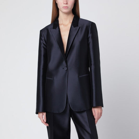 Alberta Ferretti Single-Breasted Jacket In Glossy Silk-Blend Satin Women