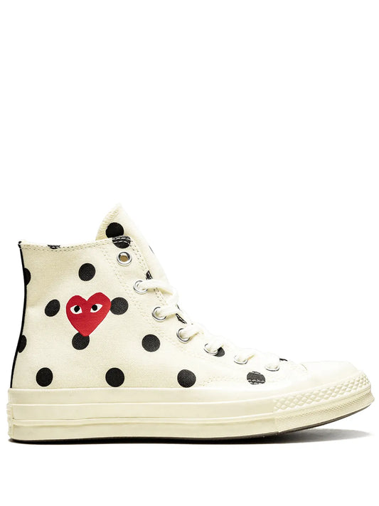 Comme Des Gar ns Play X Converse Chuck 70 Hi Polka Dot White Sneakers