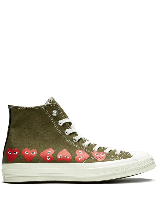 Converse X Comme Des Gar ns Play Chuck 70 Hi Multi Hearts Green Sneakers